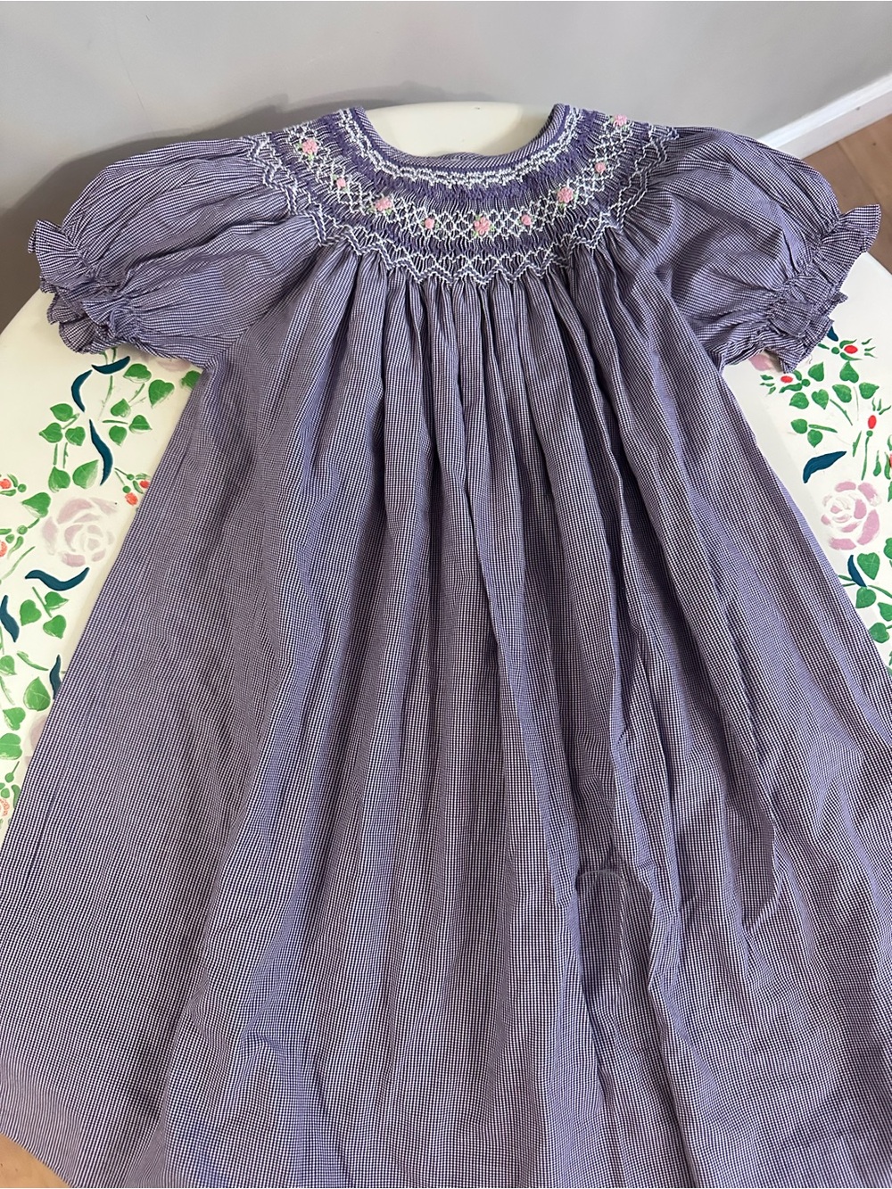 Classic Smocked Lavender gingham Girls' Dress